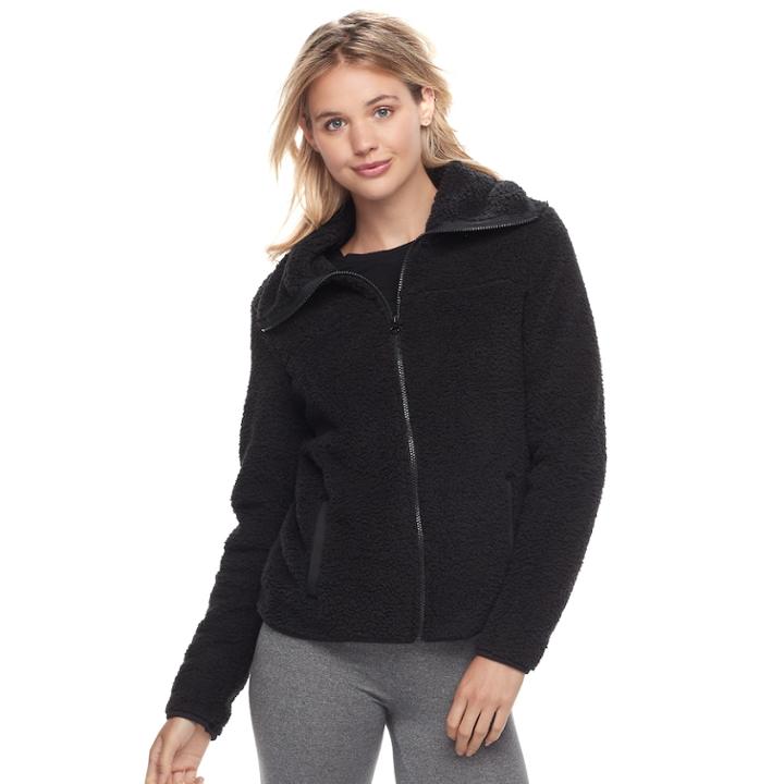 Juniors' So&reg; Sherpa Zip-up Jacket, Teens, Size: Xs, Black
