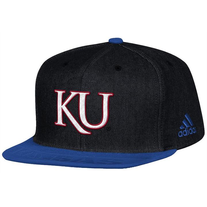 Adult Adidas Kansas Jayhawks Player Snapback Cap, Men's, Black