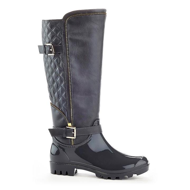 Henry Ferrera J Women's Water-resistant Zipper Rain Boots, Size: 7, Grey