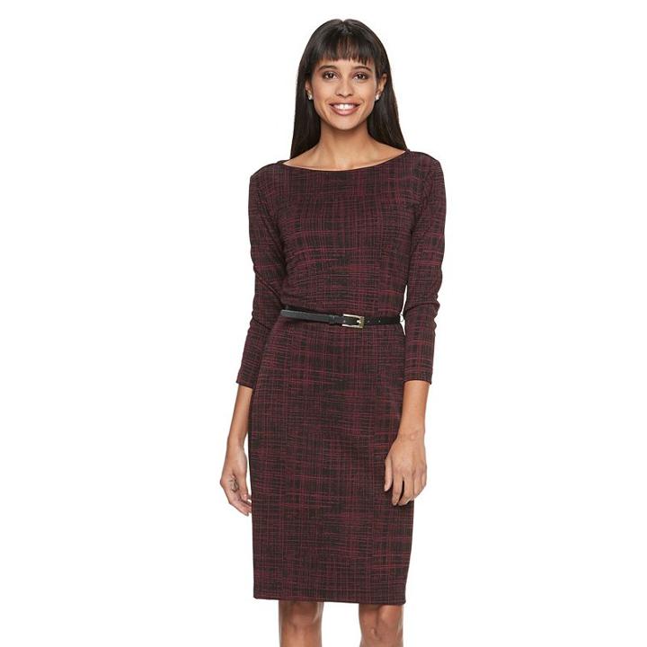 Women's Sharagano Printed Knit Sheath Dress, Size: 10, Red