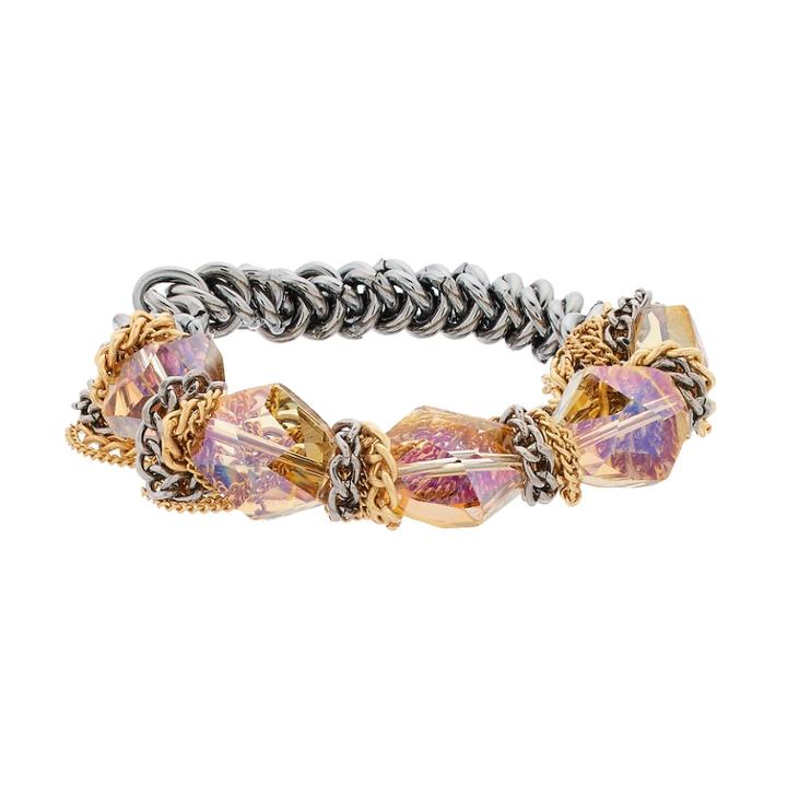 Simply Vera Vera Wang Two Tone Iridescent Bead Stretch Bracelet, Women's, Multicolor