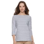 Women's Croft & Barrow&reg; Striped Button Sleeve Tee, Size: Small, Med Blue