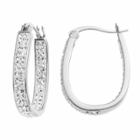 Chrystina Silver Plated Crystal Inside Out U-hoop Earrings, Women's, White