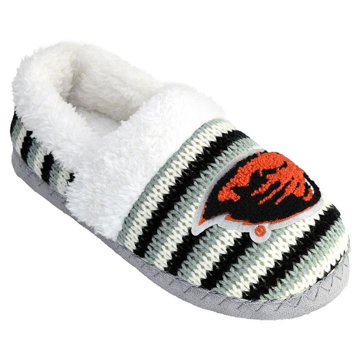 Women's Oregon State Beavers Striped Sweater Slipers, Size: Xl, White
