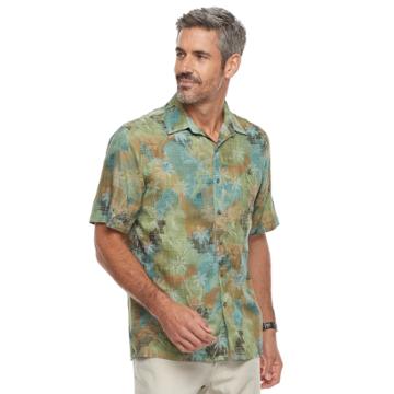 Men's Batik Bay Regular-fit Tropical Microfiber Button-down Shirt, Size: Medium, Green Oth