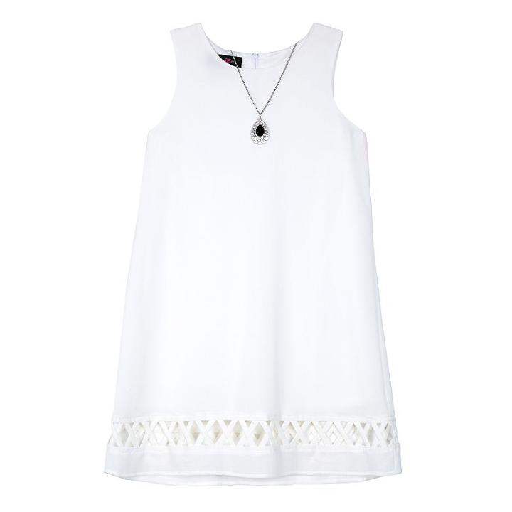 Girls 7-16 Iz Amy Byer Lattice Sheath Dress With Necklace, Girl's, Size: 7, White Oth