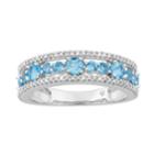 10k White Gold Swiss Blue Topaz & 1/5 Carat T.w. Diamond Ring, Women's, Size: 7