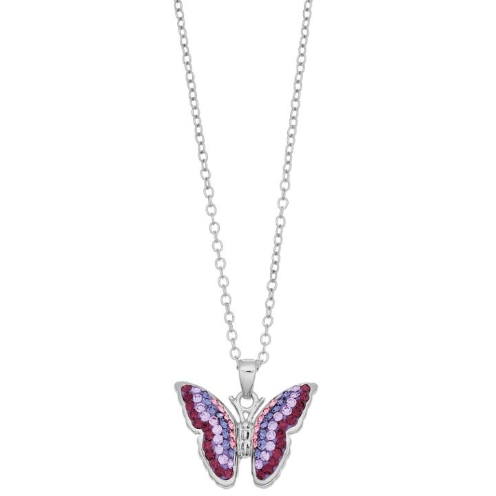 Silver Plated Purple Crystal Butterfly Pendant Necklace, Women's, Size: 18, Multicolor