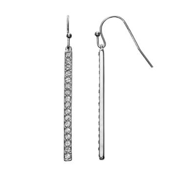 Crystal Collection Crystal Silver-plated Stick Drop Earrings, Women's, Grey