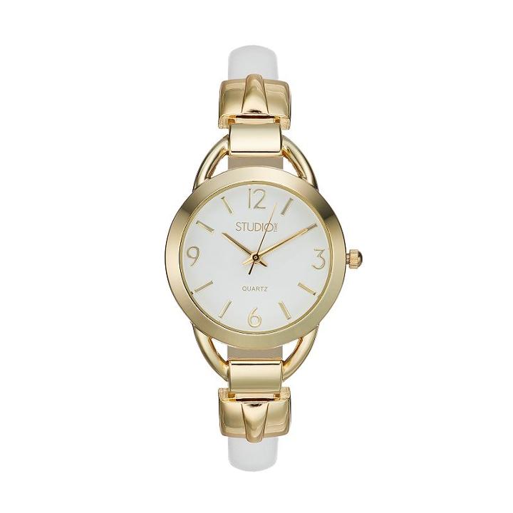 Studio Time Women's Cuff Watch, Size: Small, White