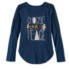 Girls 7-16 & Plus Size Mudd&reg; Pieced Lace Graphic Tee, Size: 10, Med Blue