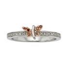 Sterling Silver 1/10-ct. T.w. Red And White Diamond Butterfly Ring, Women's, Size: 6