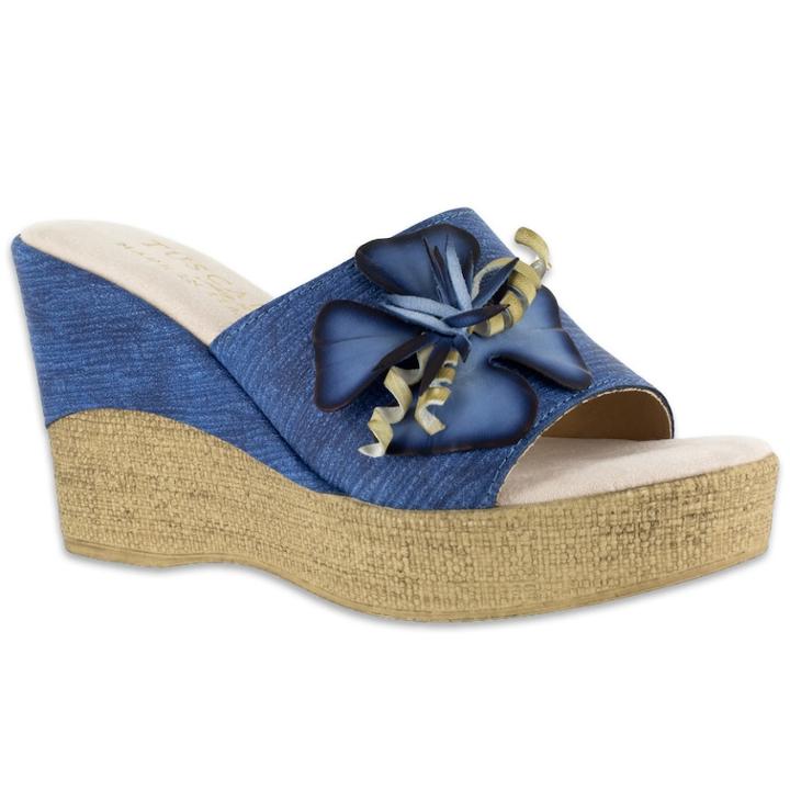 Tuscany By Easy Street Castello Women's Wedge Sandals, Size: Medium (6.5), Blue