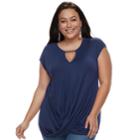 Plus Size Jennifer Lopez Crossover Keyhole Tee, Women's, Size: 2xl, Med Purple
