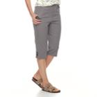 Women's Croft & Barrow&reg; Lace-up Hem Skimmer Capris, Size: Regular, Dark Grey