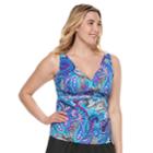 Plus Size Trimshaper Katie Bust Enhancer Tankini Top, Women's, Size: 24 W, Purple Paisley