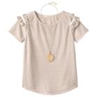 Girls 7-16 Self Esteem Patterned Cold Shoulder Top With Necklace, Size: Xl, White