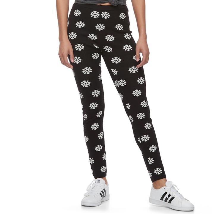 Juniors' It's Our Time Christmas Print Leggings, Teens, Size: Large, Black