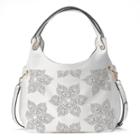 Mellow World Brienne Floral Perforated Hobo, Women's, White