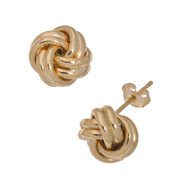 18k Gold Love Knot Stud Earrings, Women's, Yellow
