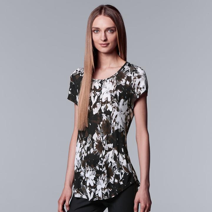 Women's Simply Vera Vera Wang Print Ombre Tee, Size: Xl, Grey