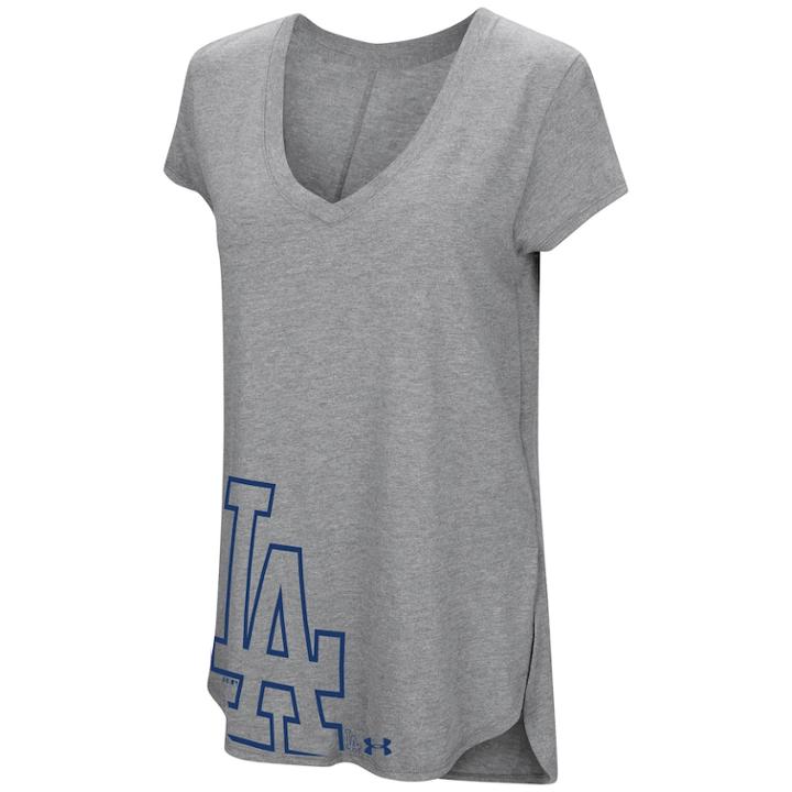 Women's Under Armour Los Angeles Dodgers Pride Hem Graphic Tee, Size: Xlrg Av/rg, Med Grey