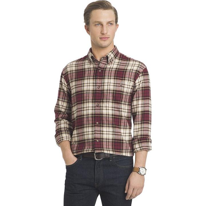 Men's Arrow Classic-fit Plaid Flannel Button-down Shirt, Size: Xl, Dark Red