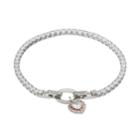 Dovetail Two Tone Cubic Zirconia Love You More Heart Charm Tennis Bracelet, Women's, Size: 7.5, White