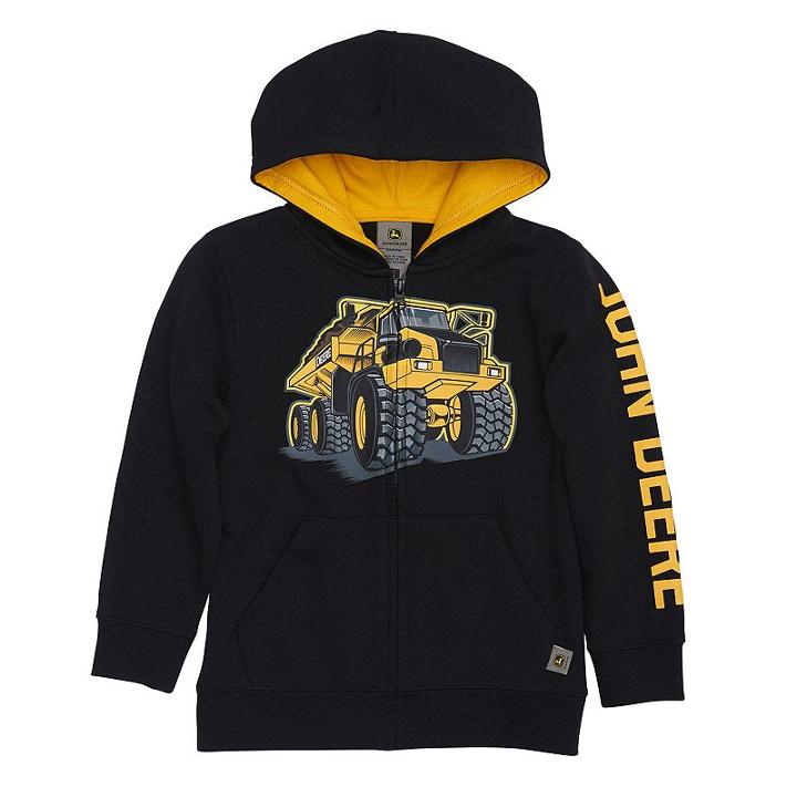 Boys 4-7x John Deere Tractor Zip Hoodie, Size: 5, Black