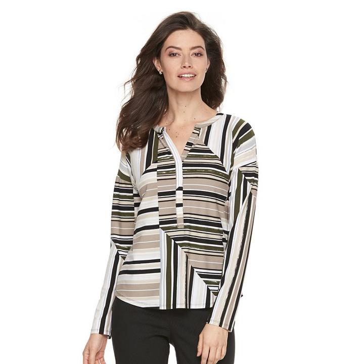 Women's Dana Buchman Splitneck Crepe Top, Size: Medium, Dark Green