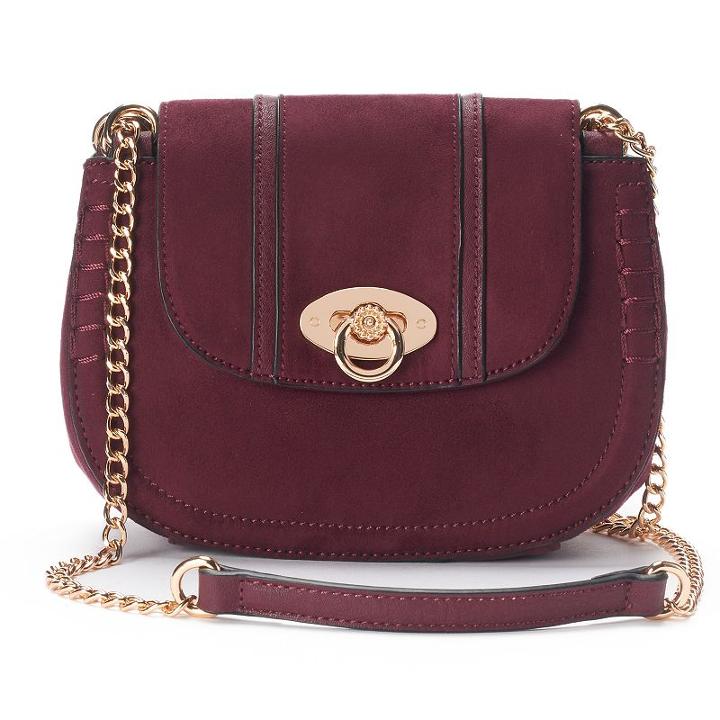 Lc Lauren Conrad Macaron Stitched Saddle Bag, Women's, Dark Pink