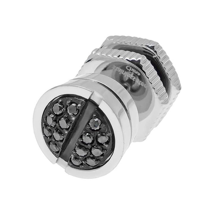 Lynx Black Diamond Accent Stainless Steel Screwhead Stud - Single Earring, Men's