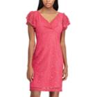 Petite Chaps Lace Flutter Sleeve Empire Dress, Women's, Size: 6 Petite, Pink