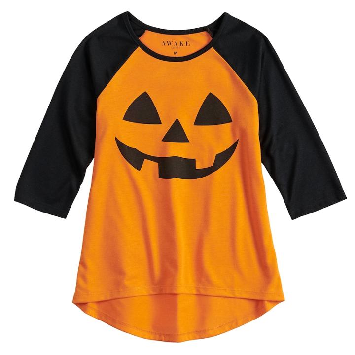 Girls' 7-16 Halloween Pumpkin Tee, Size: Medium, Orange