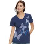 Women's Sonoma Goods For Life&trade; Graphic V-neck Tee, Size: Xxl, Blue (navy)