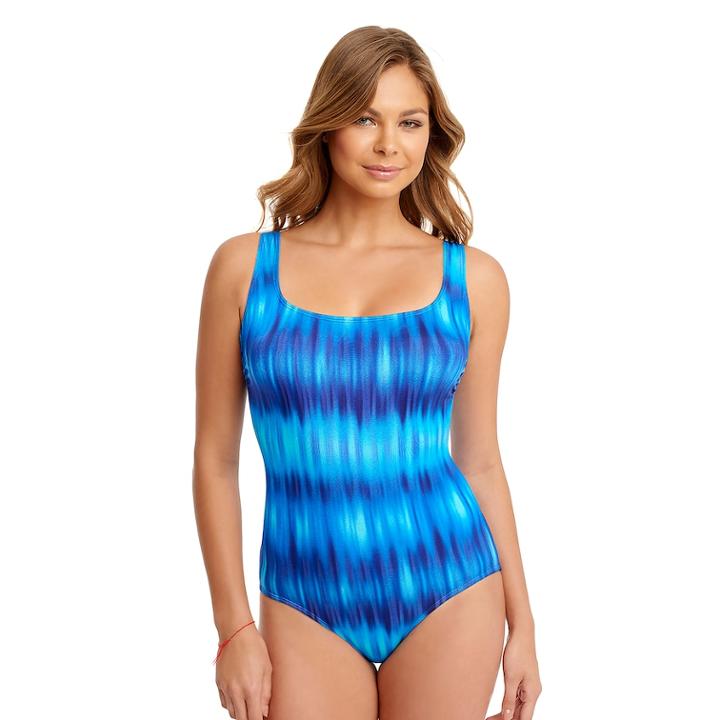 Women's Great Lengths Tummy Slimmer X-back One-piece Swimsuit, Size: 14, Blue
