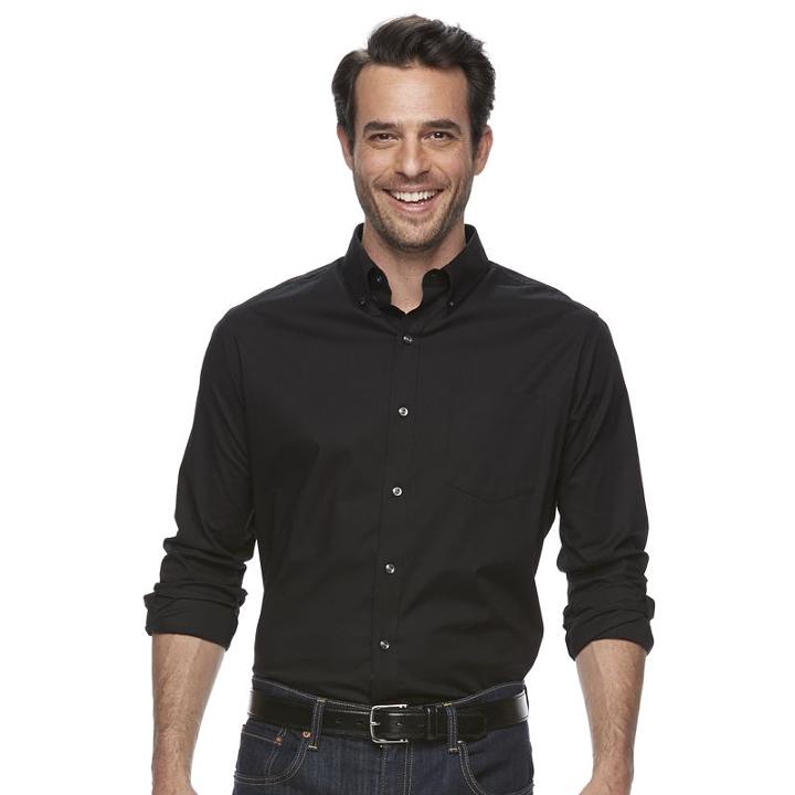 Men's Croft & Barrow&reg; True Comfort Classic-fit Stretch Button-down Shirt, Size: Xl, Black