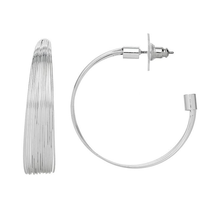Napier Layered Nickel Free Hoop Earrings, Women's, Silver