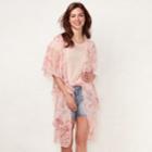 Women's Lc Lauren Conrad Flutter Belted Kimono, Med Pink