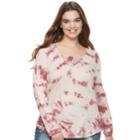 Juniors' Plus Size Mudd&reg; Macrame Inset Tee, Teens, Size: 3xl, Purple