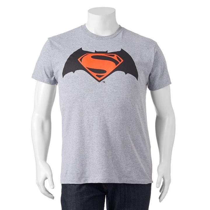 Big & Tall Batman V Superman: Dawn Of Justice Shield Tee, Men's, Size: 2xb, Grey