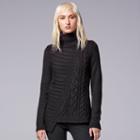 Women's Simply Vera Vera Wang Turtleneck Sweater, Size: Xl, Black