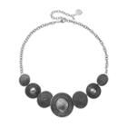 Dana Buchman Textured Disc Bib Necklace, Adult Unisex, Silver
