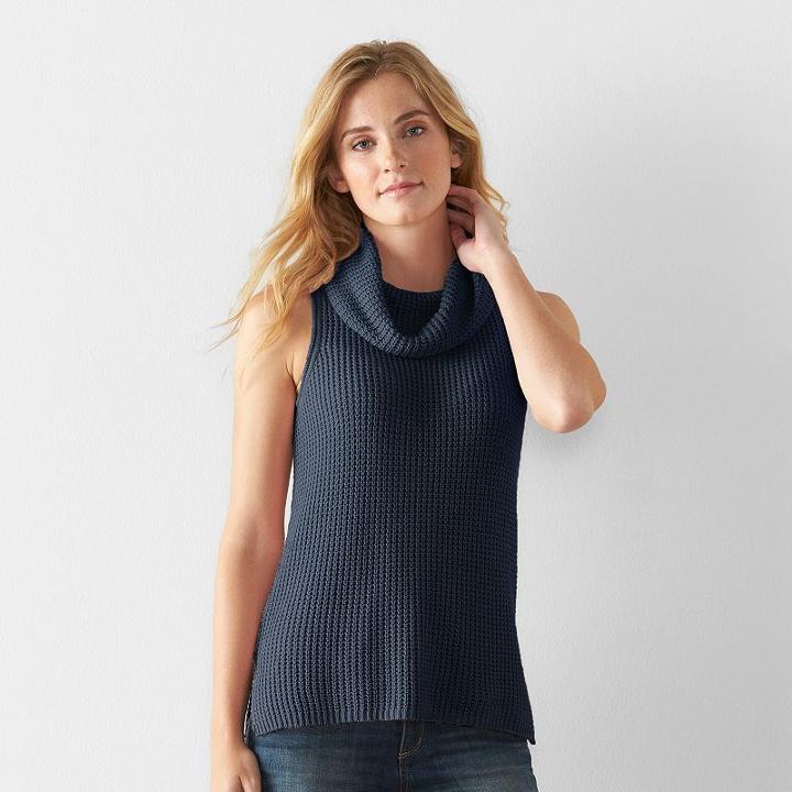 Women's Sonoma Goods For Life&trade; Sleeveless Cowlneck Tunic, Size: Xxl, Dark Blue
