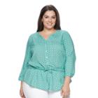 Plus Size Croft & Barrow&reg; Drawstring-waist Top, Women's, Size: 1xl, Turquoise/blue (turq/aqua)