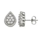 1/10 Carat T.w. Diamond Sterling Silver Teardrop Stud Earrings, Women's, White