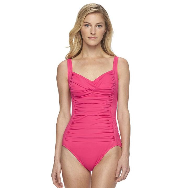Women's Croft & Barrow&reg; Tummy Slimmer Twist One-piece Swimsuit, Size: 16, Med Red