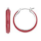 Napier Striped Nickel Free Hoop Earrings, Women's, Red