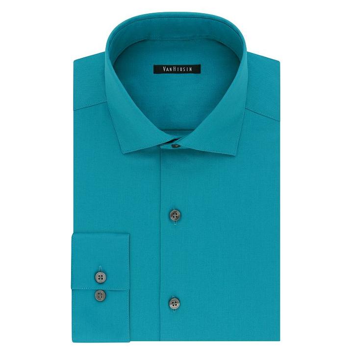 Men's Van Heusen Slim-fit Lux Sateen No-iron Dress Shirt, Size: 16-34/35, Blue Other