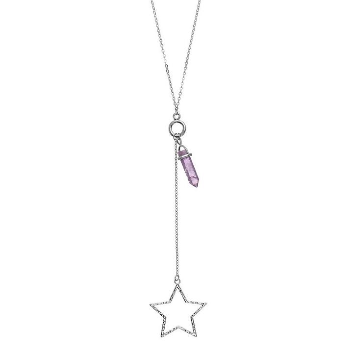 Mudd&reg; Star & Simulated Quartz Healing Charm Y Necklace, Women's, Silver